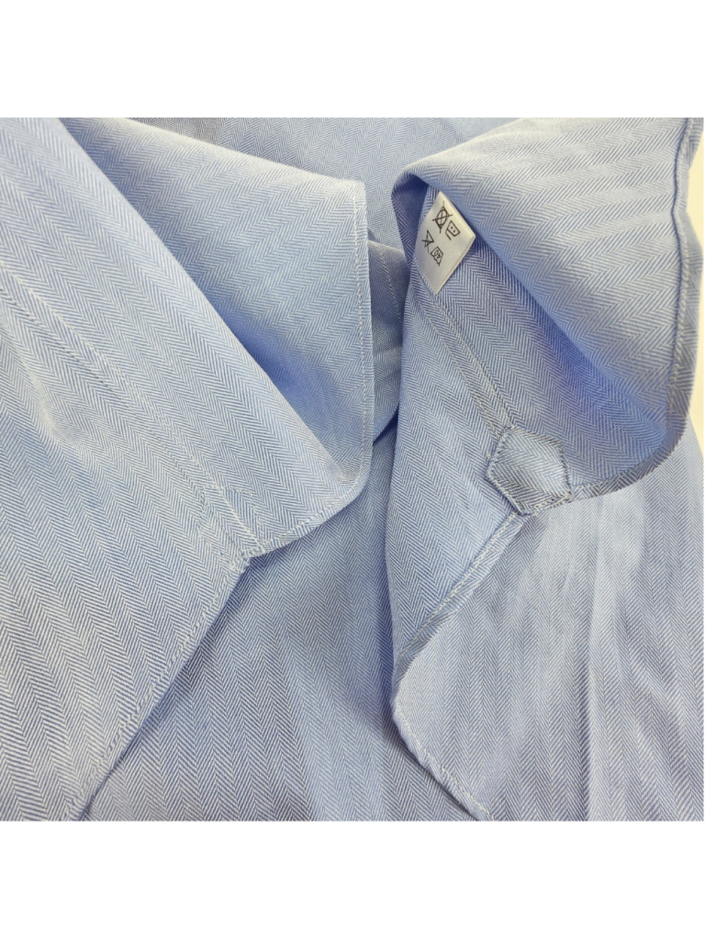 Quiet Luxury Fray Dress Shirt Mens 2XL Blue Herringbone Italian Button Down - Picture 10 of 16